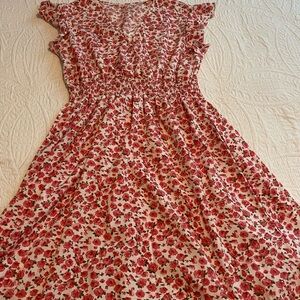 Flutter Sleeve Rose Dress